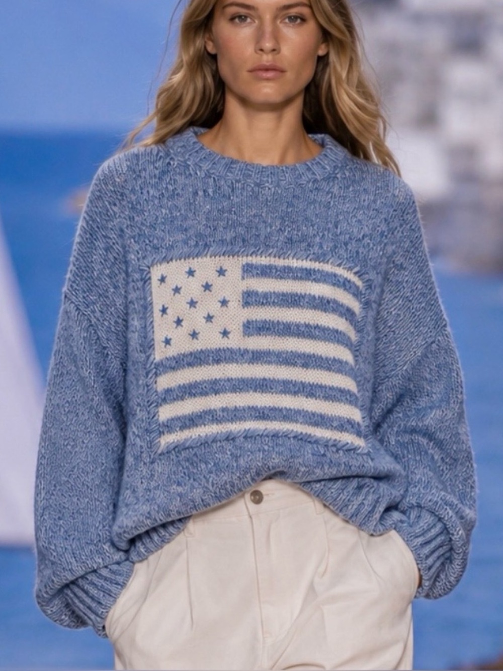 NWT! Rachel Zoe 100% Cotton Coastal
American Flag Knit Sweater - Size S